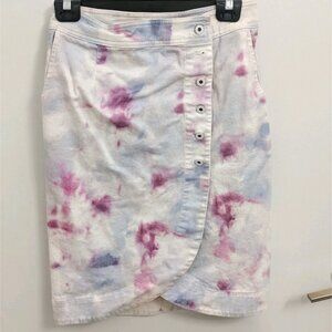 Anthropologie Wrap Skirt Ivory, Pink, Blue, Purple Front And Back Pockets Size 0